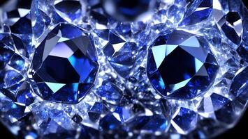 Sparkling blue crystal diamond gemstone background, luxury mystery, top quality goods AI generated photo