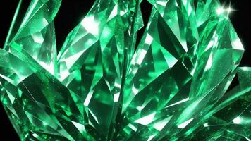 Sparkling green crystal diamond gemstone background, luxury mystery, top quality goods AI generated photo