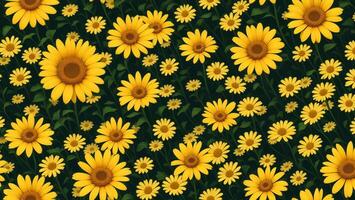 Classical style painting yellow Paris Daisy flower, tile seamless repeating pattern AI generated photo