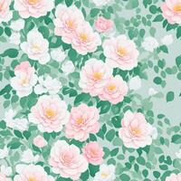 watercolor beautiful pink gradient camellia flower, tile seamless repeating pattern photo