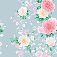 watercolor beautiful pink gradient camellia flower, tile seamless repeating pattern AI generated photo