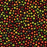 Colorful small fruits and vegetables tile seamless repeating pattern AI generated photo