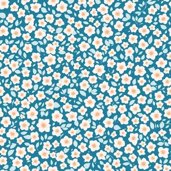 pequeño blanco flores con amarillo estambres loseta sin costura repitiendo modelo ai generado foto