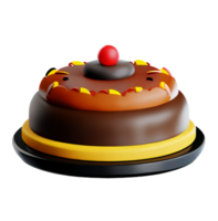 3D sweet chocolate pie cake festival icon transparent background png