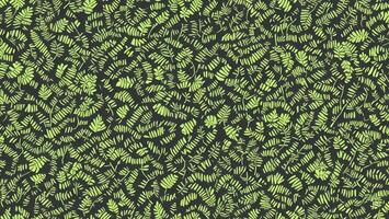 watercolor rainforest fern leaves black background, tile seamless repeating pattern photo