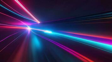 Futuristic high speed blue pink beam ray neon light AI generated photo