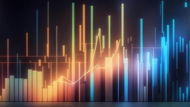 negocio alto brillo largo bar grafico curva grafico datos negro antecedentes futurista ai generado foto