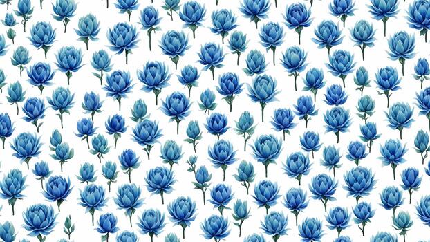 watercolor artichoke flower white background tile seamless repeating pattern photo