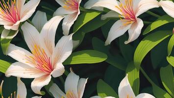 white lily blossom flower tile seamless repeating pattern photo