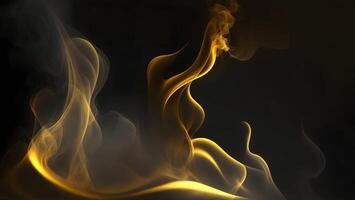 gold yellow smoke dark background mysterious magic surprise blurred magical AI generated photo