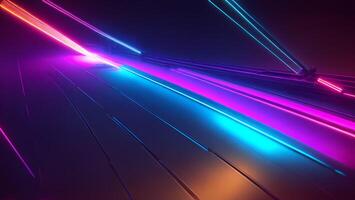 Deck decorated with pink blue neon lights photo