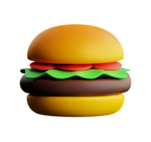 Hamburger hamburguer velozes Comida café da manhã 3d americano carne queijo bacon assado alface pão ai gerado png