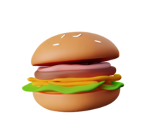 Hamburger hamburger snel voedsel ontbijt 3d Amerikaans rundvlees kaas spek gebraden sla brood ai gegenereerd png