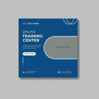 Online training center social media post template design vector