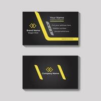 Standard business card, yellow and black color business card vector