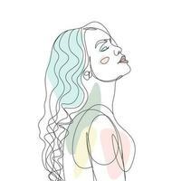 Aesthetic Woman Line Art Illustration or Minimalist Line Drawing vector