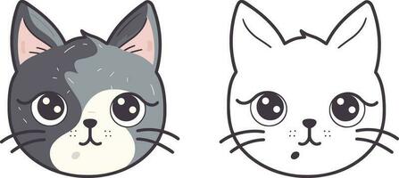 Kawaii cat flat Icon vector. Cute cat-flat illustration. Cute Kawaii cat flat illustration, Art, Icons, and Graphics. vector