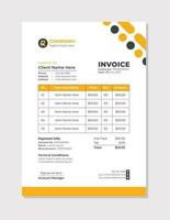 Corporate invoice template design in yellow color vector