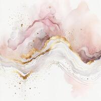 watercolor stains, splashes, blots, waves in soft pink with gold veins. photo