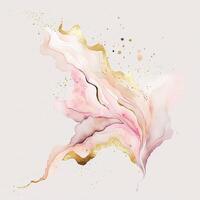 watercolor stains, splashes, blots, waves in soft pink with gold veins. photo