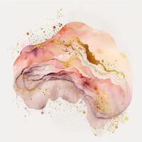 watercolor stains, splashes, blots, waves in soft pink with gold veins. photo