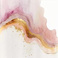 watercolor stains, splashes, blots, waves in soft pink with gold veins. photo