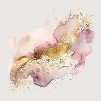 watercolor stains, splashes, blots, waves in soft pink with gold veins. photo