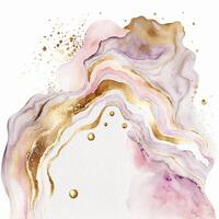 watercolor stains, splashes, blots, waves in soft pink with gold veins. photo