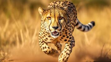 attacking cheetah in nature made with Generative AI photo