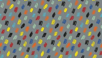 Wavy doodle seamless pattern. Bold ink lines ornament. Hand drawn color rough brush drawing. Smears scribbles grunge style wrapping paper. Vintage textiles fabric 1960 s Vector illustrations