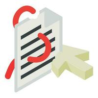 Worm attack icon isometric vector. Virus worm destroying document arrow cursor. vector