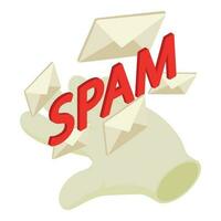 Spam attack icon isometric vector. Closed spam mail envelope and human hand icon vector