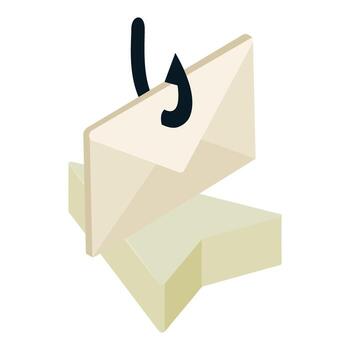 Phishing icon isometric vector. Hooked closed mail envelope on arrow cursor icon vector