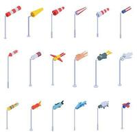 Windsock icons set isometric vector. Winter nature vector