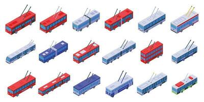 Trolleybus icons set isometric vector. Transport vehicle vector