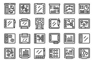 Interactive board icons set outline vector. Screen user vector