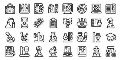 School laboratory icons set outline vector. Science study vector