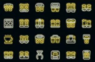 Cup holder icons set vector neon