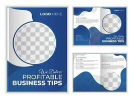 Corporate business bi-fold brochure design template. Creative and Clean Business brochure Template. Modern business card design vector