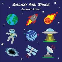 Galaxy And Space Elements Assets vector