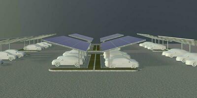 3D illustration of solar carport photo