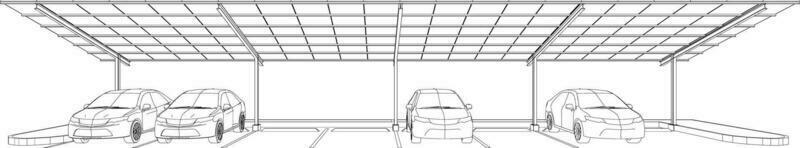 3D illustration of solar carport vector