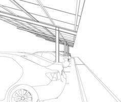 3D illustration of solar carport vector