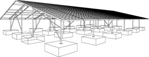 3D illustration of solar carport vector