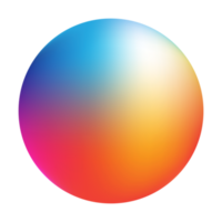 Gradient circle shape, holographic vibrant round icon. Multicolor buttons can be used in banner, social media, web, as design element. png