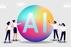 AI technology innovative applications vector infographic. Artificial intelligence, machine learning, data science and cognitive computing concept.