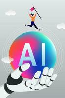 AI technology innovative applications vector infographic. Artificial intelligence, machine learning, data science and cognitive computing concept.