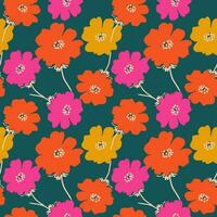 Hand drawn flowers, seamless patterns with floral for fabric, textiles, clothing, wrapping paper, cover, banner, interior decor, abstract backgrounds. vector