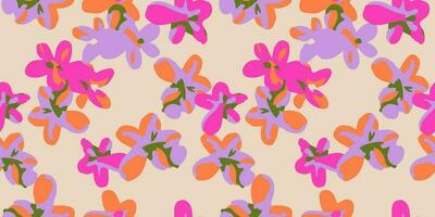 Hand drawn flowers, seamless patterns with floral for fabric, textiles, clothing, wrapping paper, cover, banner, interior decor, abstract backgrounds. vector