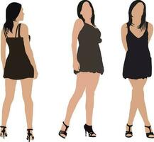 Fashion girls flat illustration portrait vector